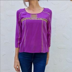 BCBG Magenta High Low Blouse Size XS